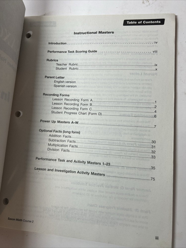saxon math course 2 instructional masters