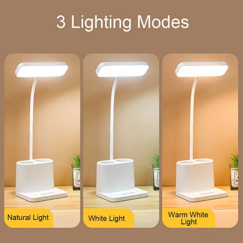 Dimmable LED Desk Light Touch Sensor Table Bedside Reading Lamp USB Rechargeable