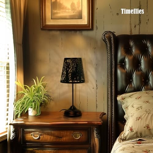 Table Lamp with Dimmer, 3 Levels Dimmable Black Shadow Table Lamp, Touch Switch
