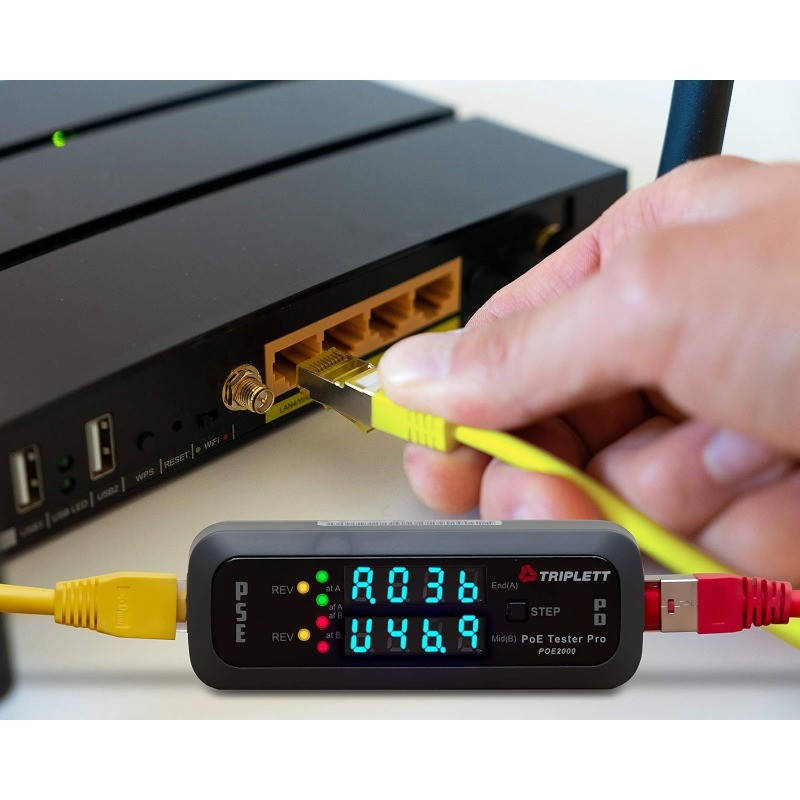 Tester Pro Inline Power Over Ethernet Detector - PSE-Type/Class, Power Source