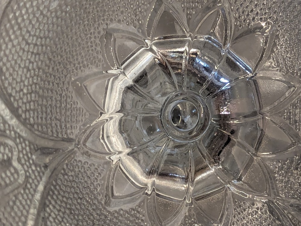 Antique EAPG Pressed Glass Candlestick – Heavy 3-Part Mold, Deep Floral Pattern