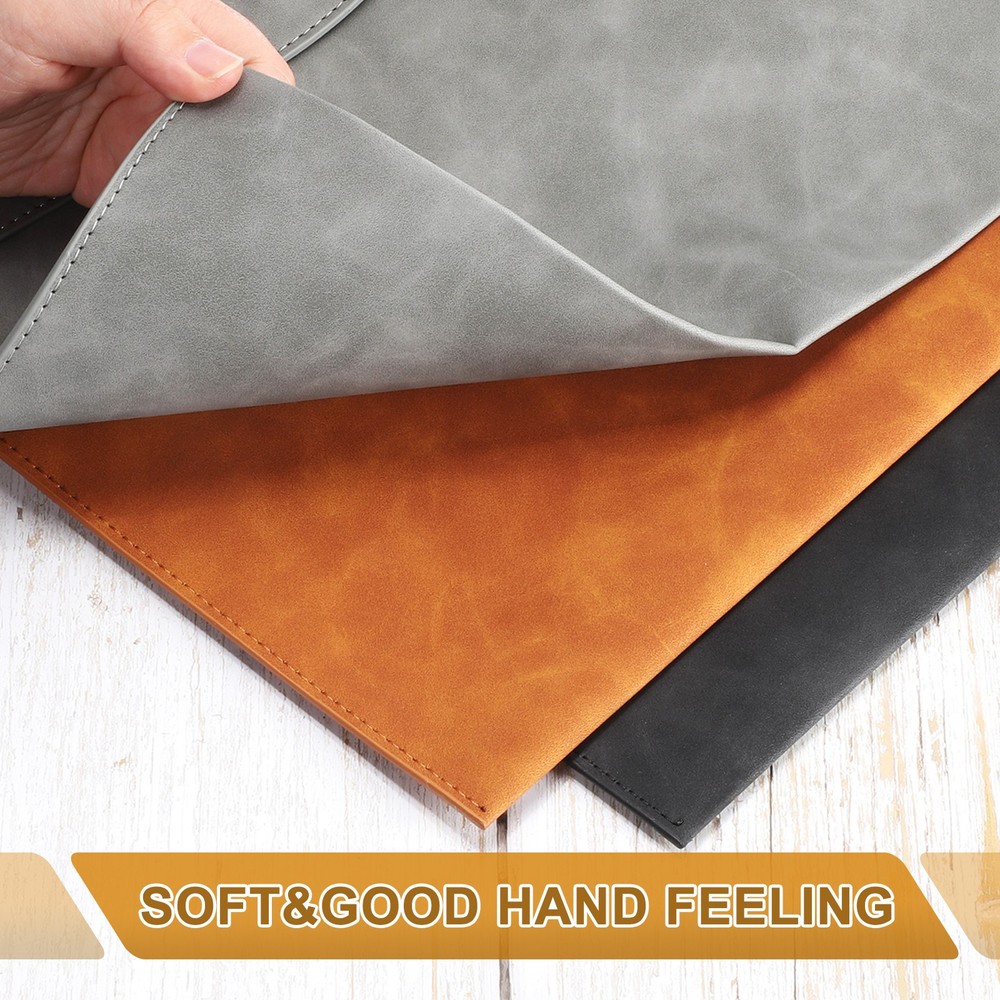 PU Leather File Folders, Folder File Document with Button Closure(Light Grey)