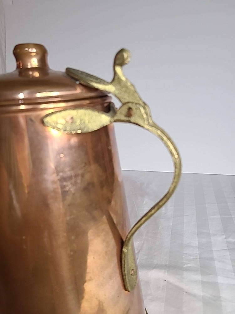 10" Copper Pitcher With Brass Handle