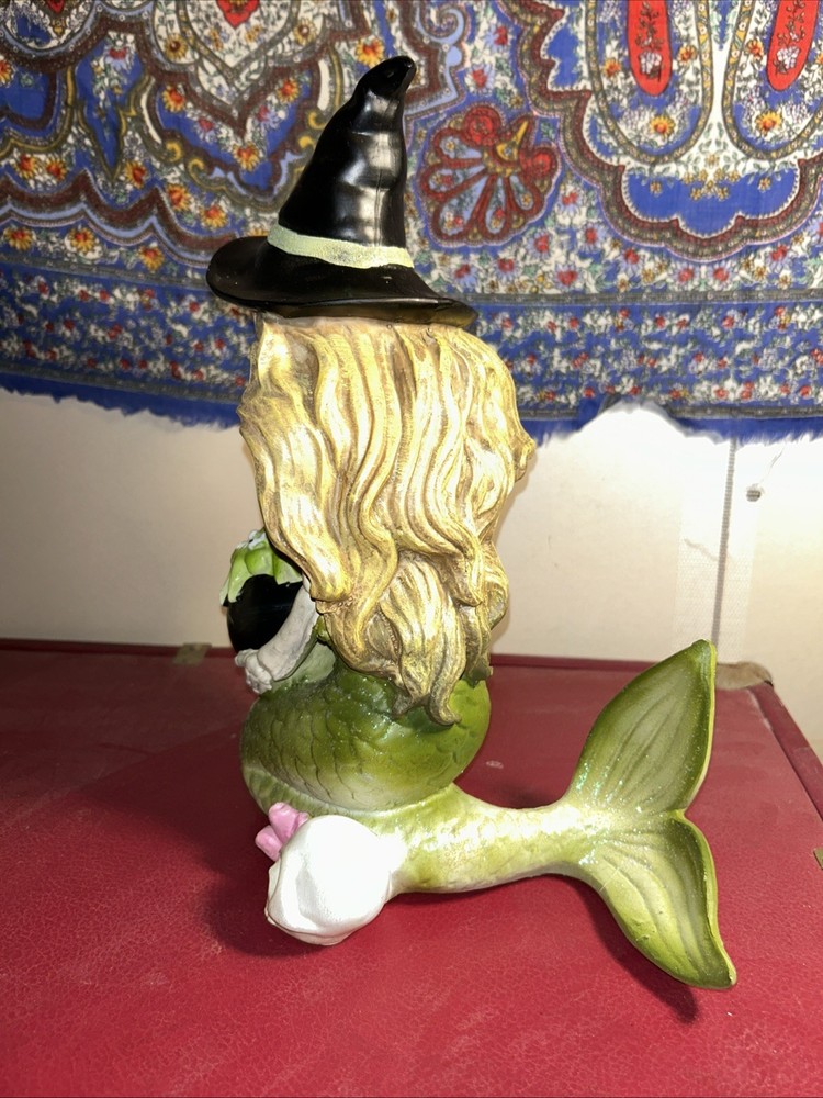 Mermaid Witch Skeleton Halloween Statue