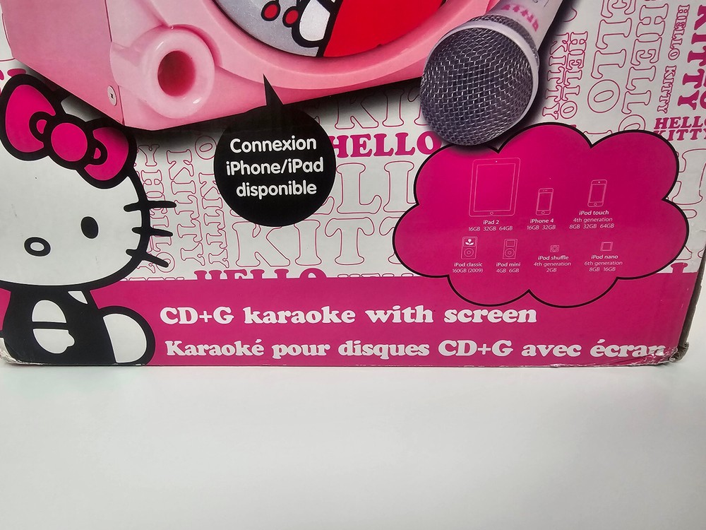 Hello Kitty CD+G Karaoke machine Microphone w Screen IPad & IPhone Connection