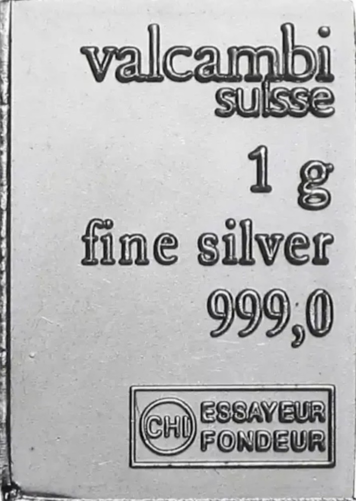 1 gram Silver Bar - Valcambi