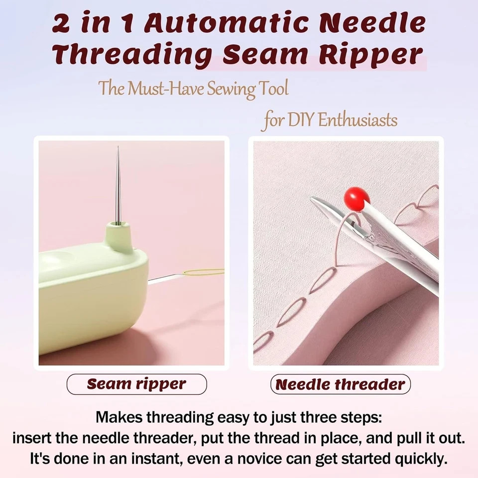 3 Pack Needle Threader, 2025 Upgraded Plug-in 2 in 1 Threader Seam...