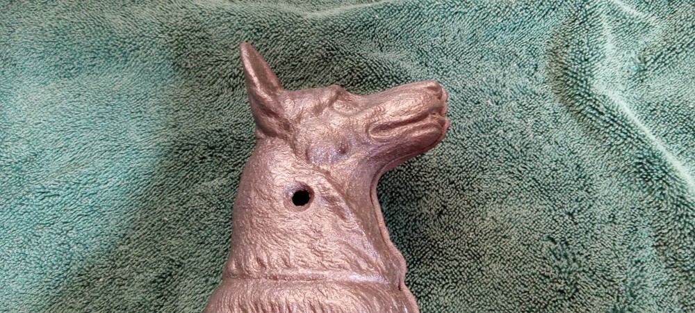 Antique German Shepherd Cast Iron Doorstop Heavy has issues Read Look!