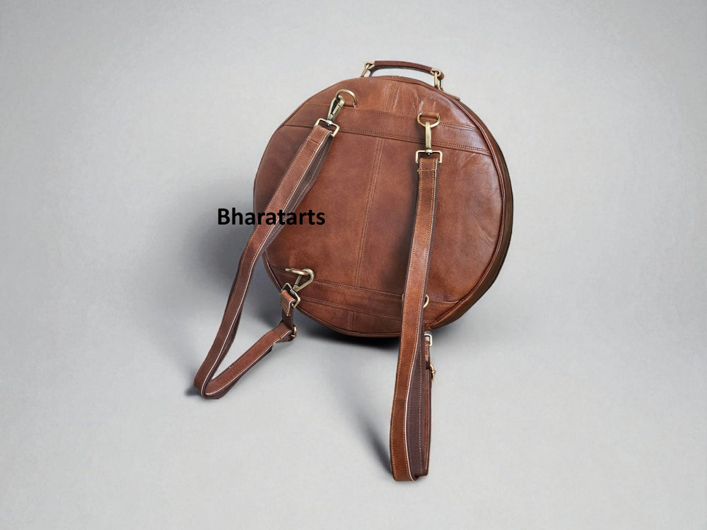 Leather Cymbal Backpack: Vintage Drum Carrying Case