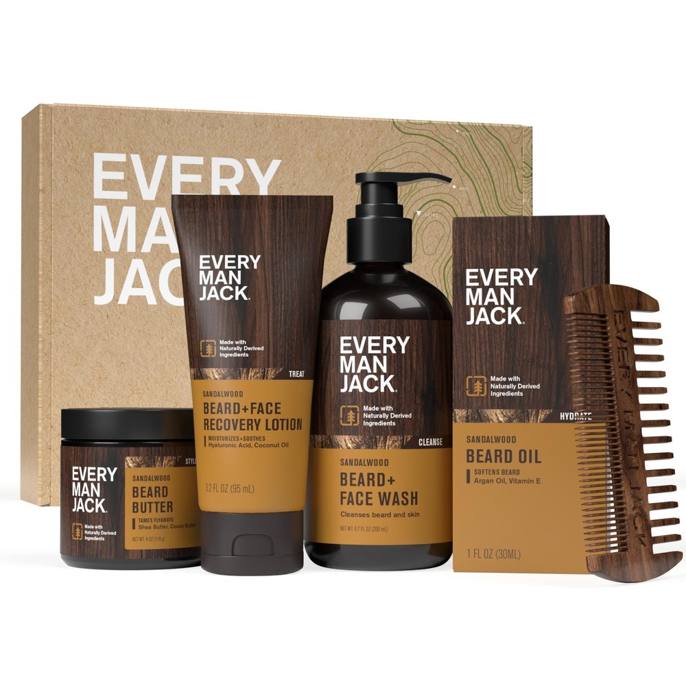 Beard Essentials Gift Set for Men – Complete Routine with 5 FullSize Essentia...
