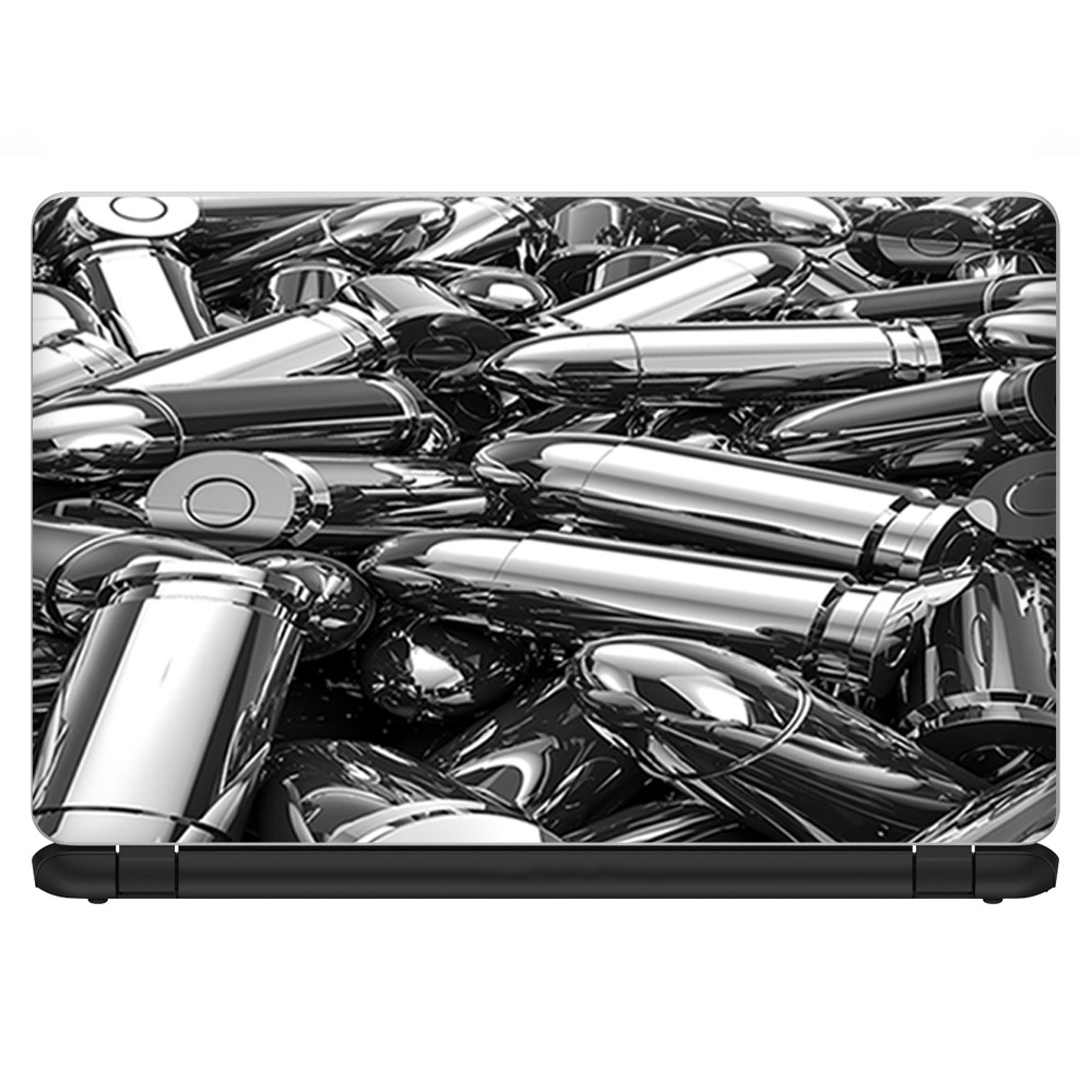 Universal Laptop Skins Wrap for 14" - Silver Bullets Polished Black White
