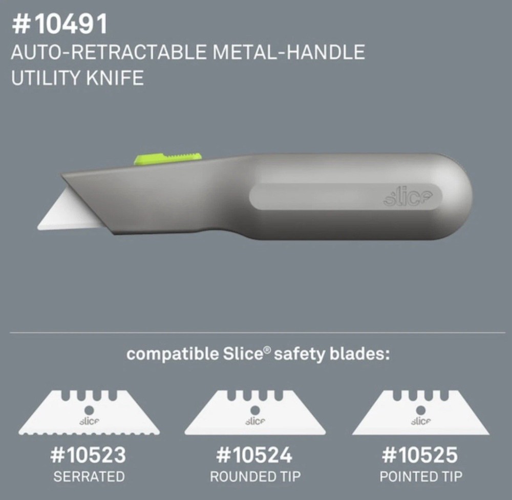 Slice Auto- Retractable Metal-Handle Utility Knife Ceramic Blade 10491