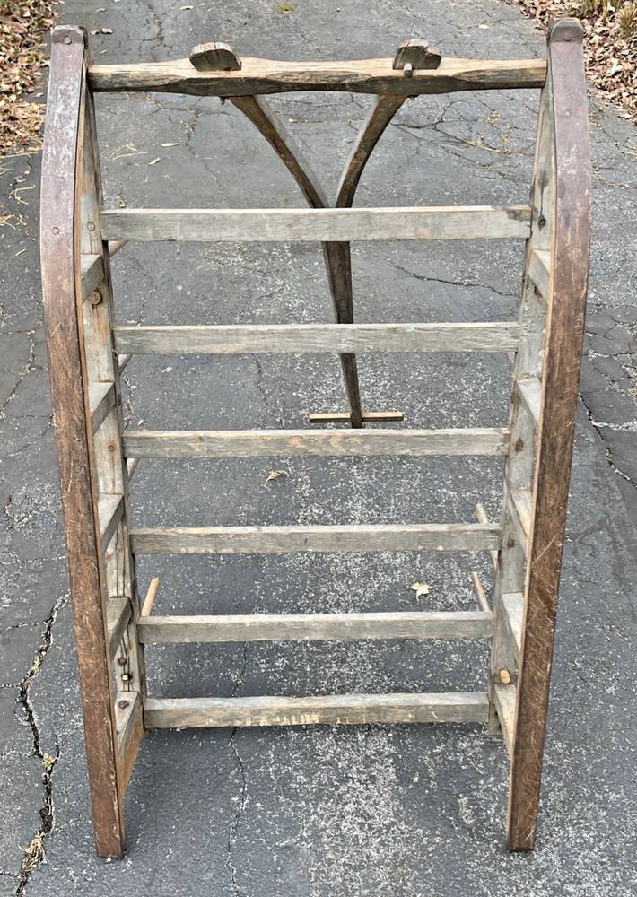 Antique Primitive Country Painted Sled W/Handle