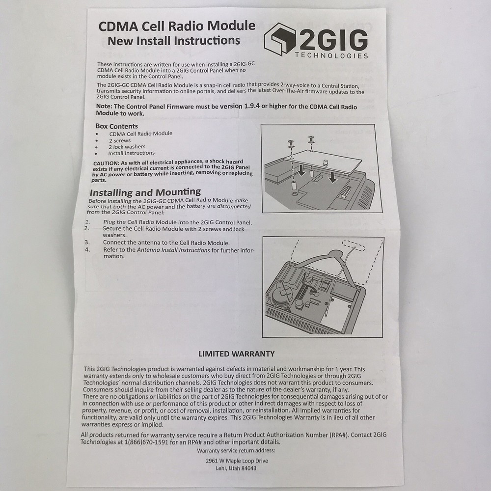 New Linear 2GIG-GCCDMV-A CDMA Cellular Telephone Module New