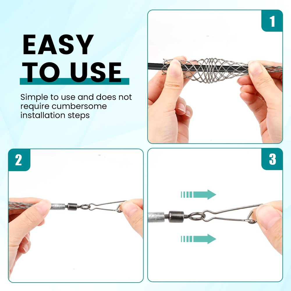 2 PCS Wire Pulling Grip Mesh Cable Pulls Metal Cable Puller Socks Wire Pullin...