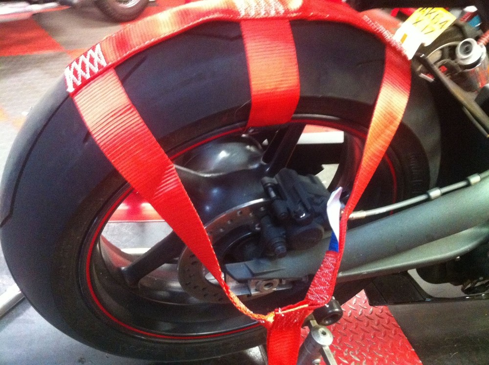 Motorcycle Transport Tie Down Wheel Strap Polyester webbing Strap RED BSB