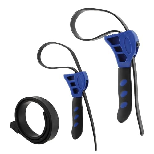 Adjustable Rubber Strap Wrench Set, 2pcs - Max Diameter 4" and 6", Blue+black