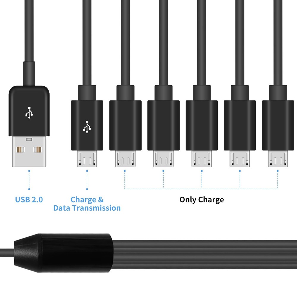 Poyiccot Micro USB Splitter Cable, Multi 6 in 1 2.0 micro usb cable 1.5ft
