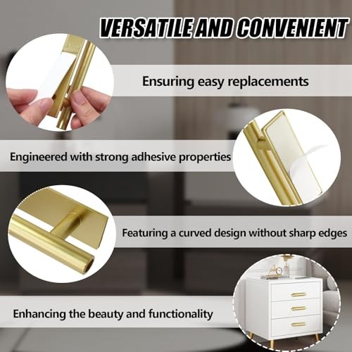 10 PCS Self-Stick Push Pull Helper ABS Plastic Handle, Wardrobe Handles Gold