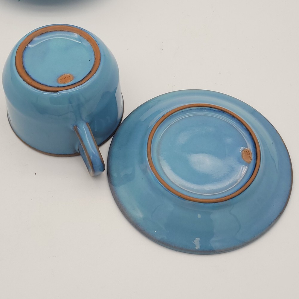 Pair Cups w/Handle & Saucers, Unknown Mark, Possible Chinese