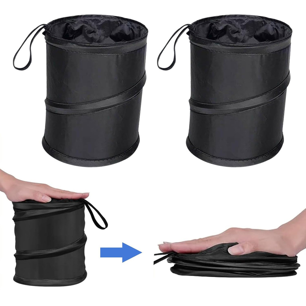 Collapsible Pop-Up Car Trash Can - 2 Pack, Multipurpose Bin for Home & Auto