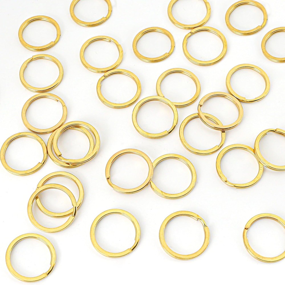 20 PCS Brass Flat Split Key Rings, 25mm (1") Diameter, Solid Gold