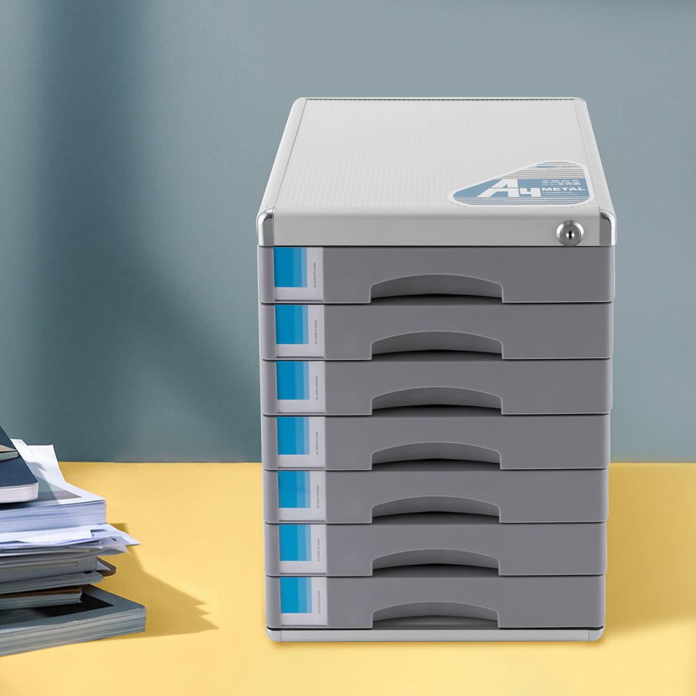 Rectangular Document Storage Box 7 Compartments Drawer Desktop File Organizer