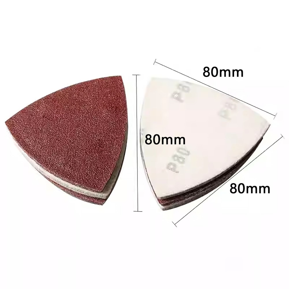 Hook and Loop 80mm Delta Sanding Sheets Triangular Detail Sandpaper Pads Red