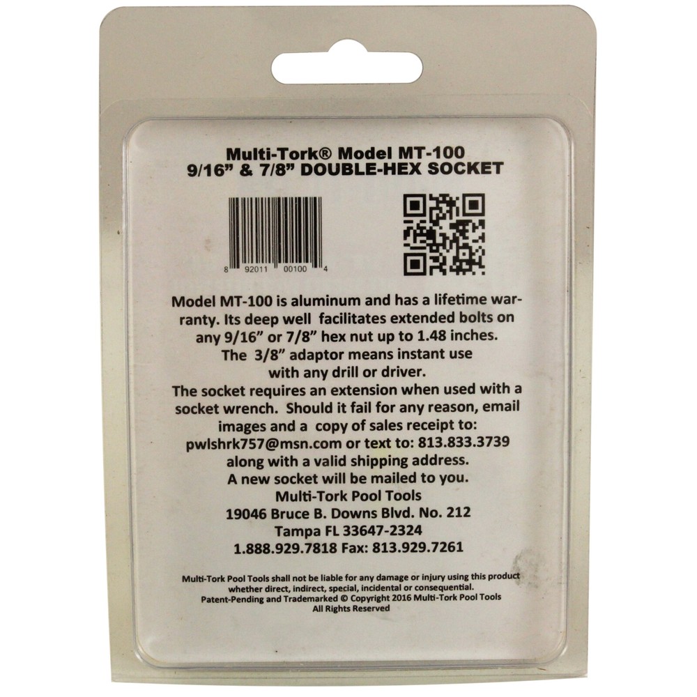 Tool, Socket, Double-Hex, 9/16 and 7/8, with 1.48well