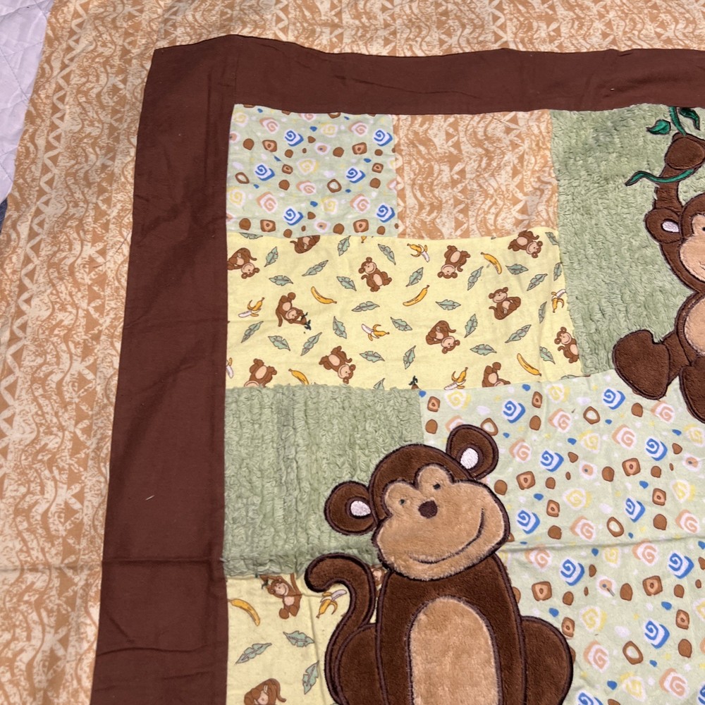 Monkey Flannel Baby Quilt Fabric Panel