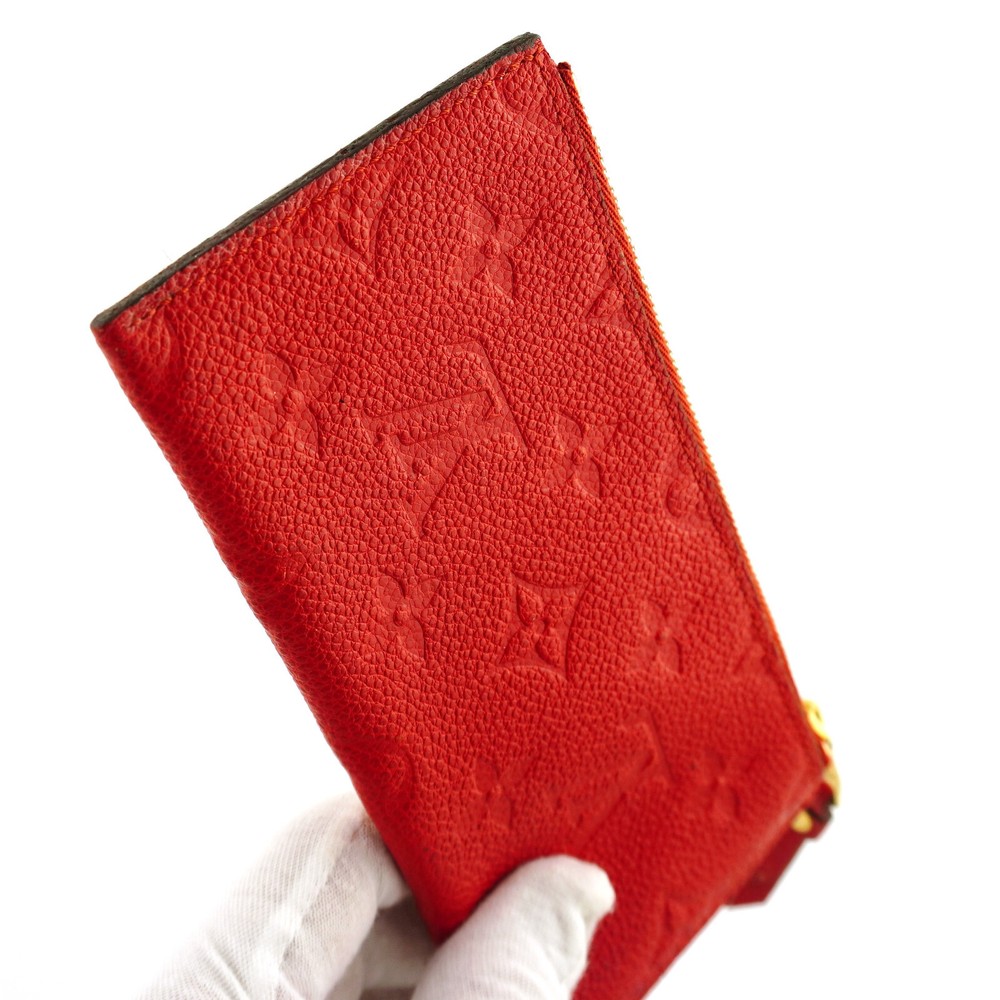 Authentic LOUIS VUITTON Adele Red Empreinte Monogram Pouch Wallet Spain