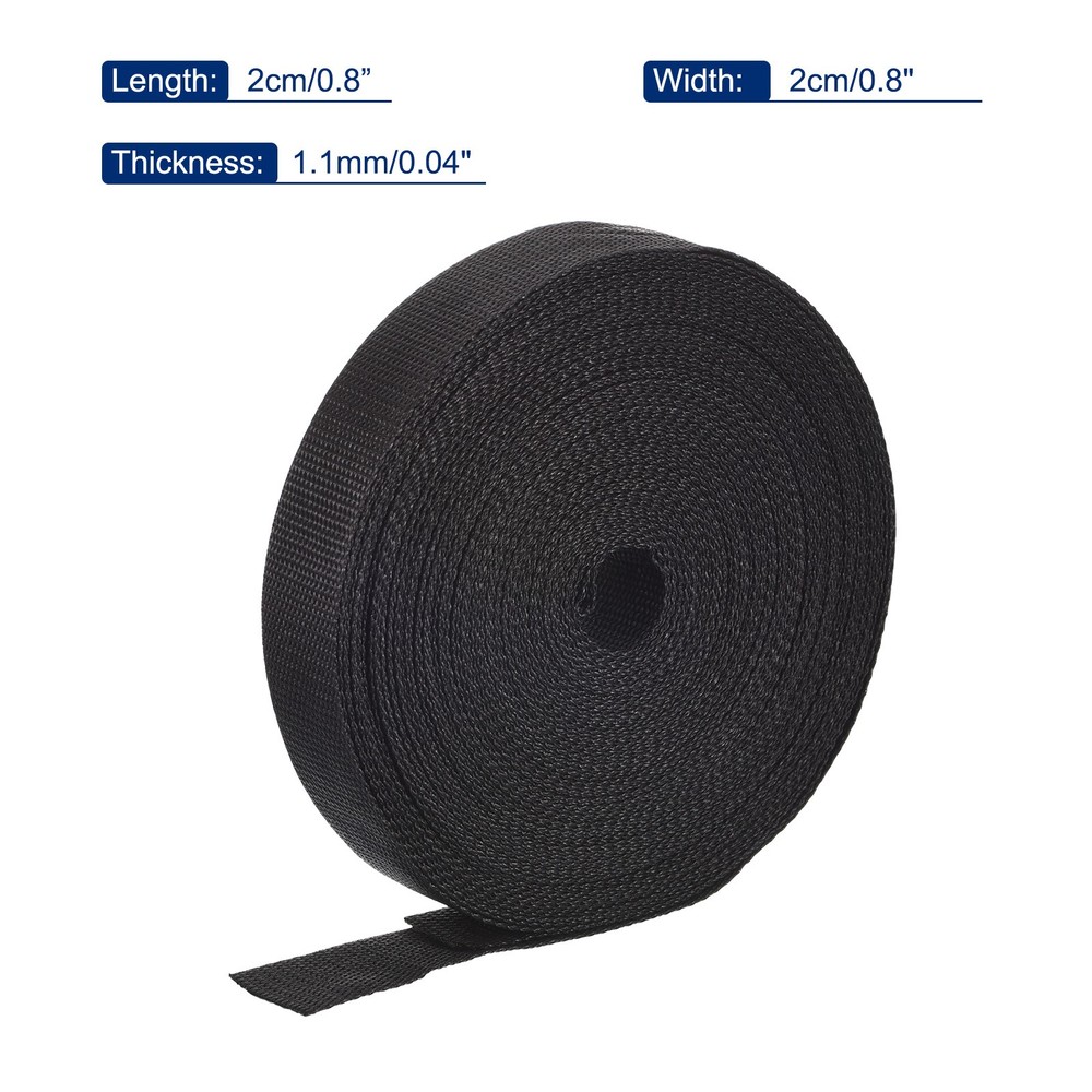 Lightweight Polypropylene Webbing Strap 0.8" 25 Yard Backpack Black