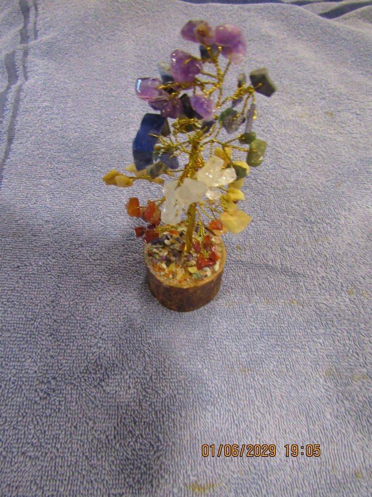 7" tall Quartzsite Arizona gem tree asorted stones.