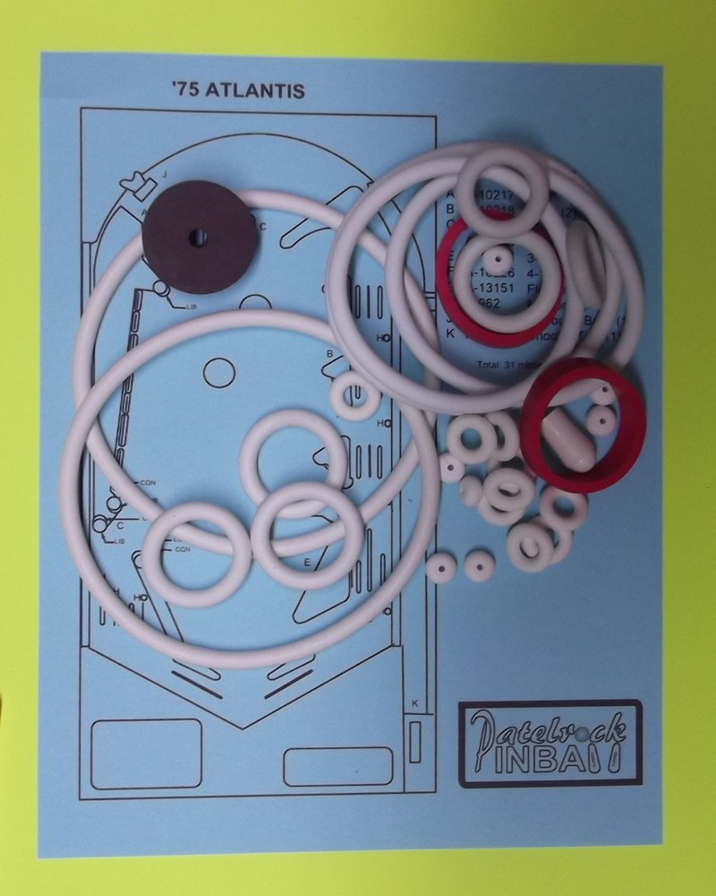 1975 Gottlieb Atlantis Pinball Machine Replacement Rubber Ring Kit