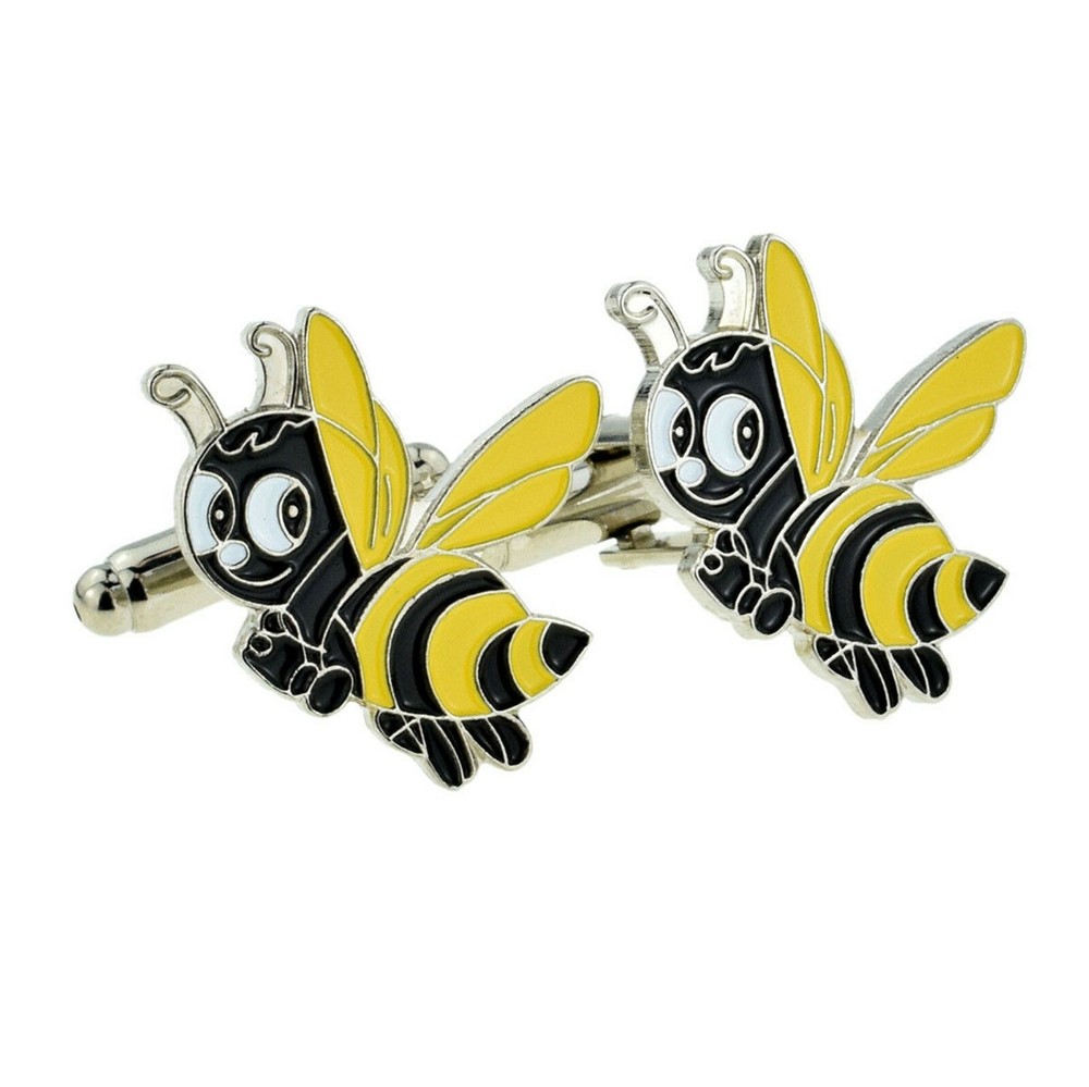 Bumblebee Cufflinks Presented in a Personalised Chrome Cufflink Box