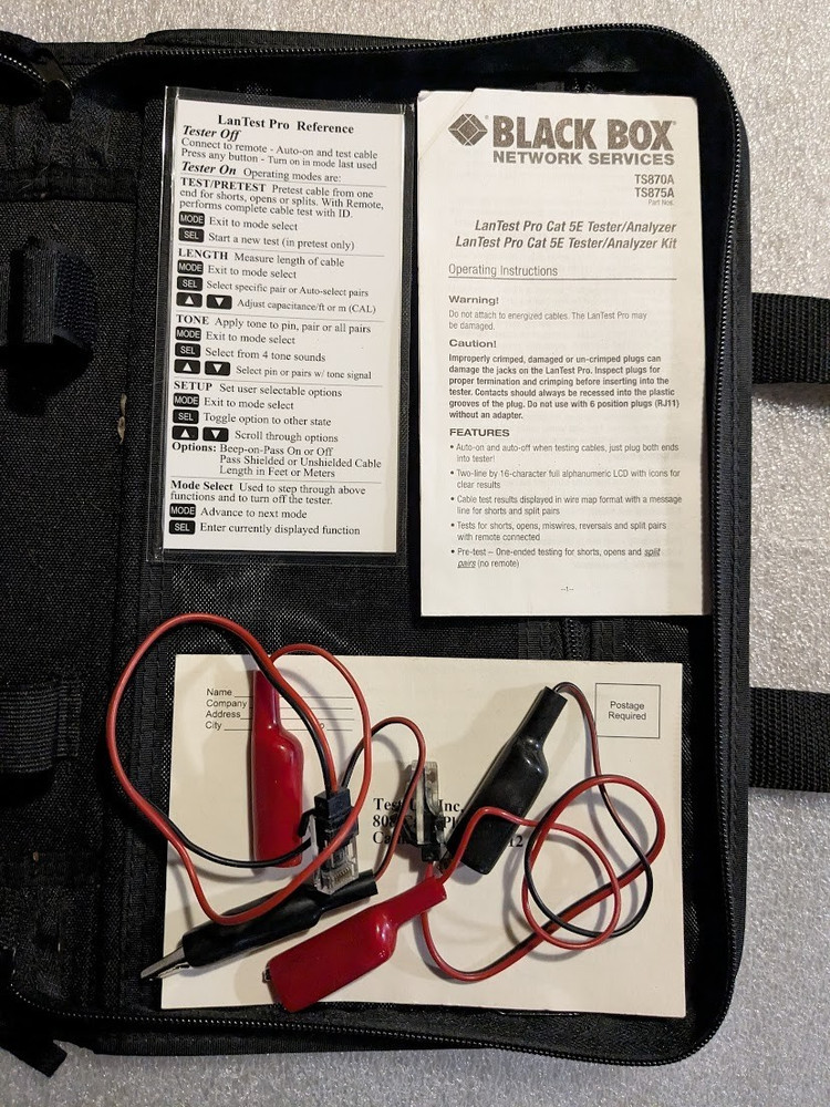 Black Box Model TS870A Lan Test Pro Cat 5E Tester Analyzer Kit