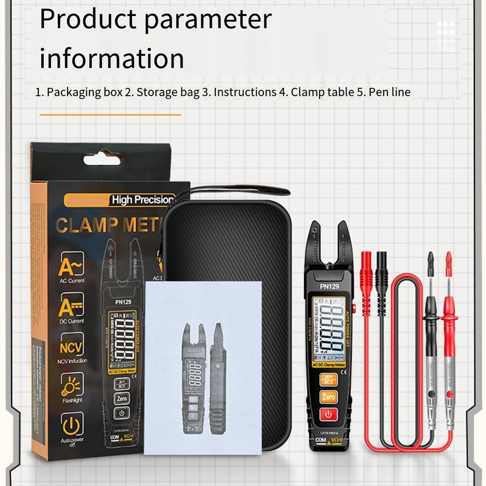 PN129 U Shape Clamp Meter with Automatic Range and Data Retention Feature