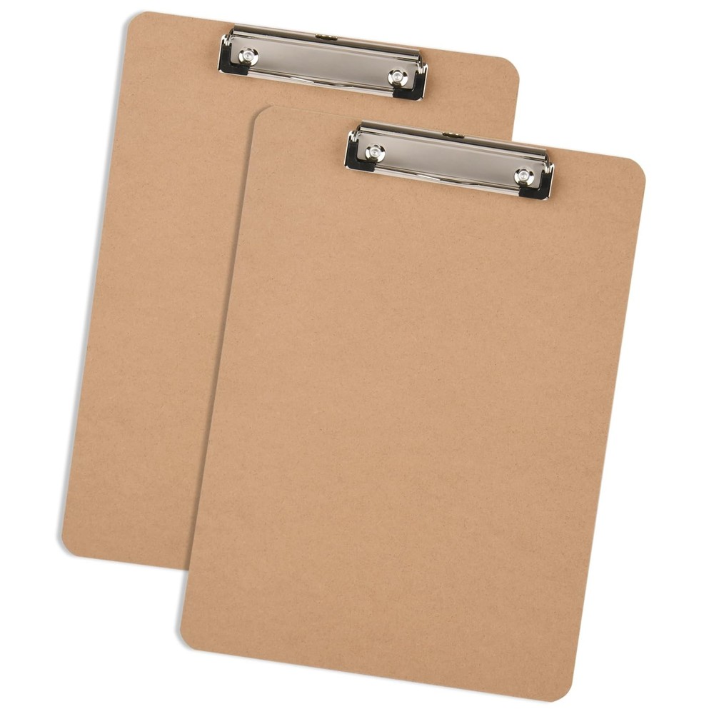 2 Pack Hardboard Office Clipboard, Letter-Size Clipboard with Low Profile Cli...