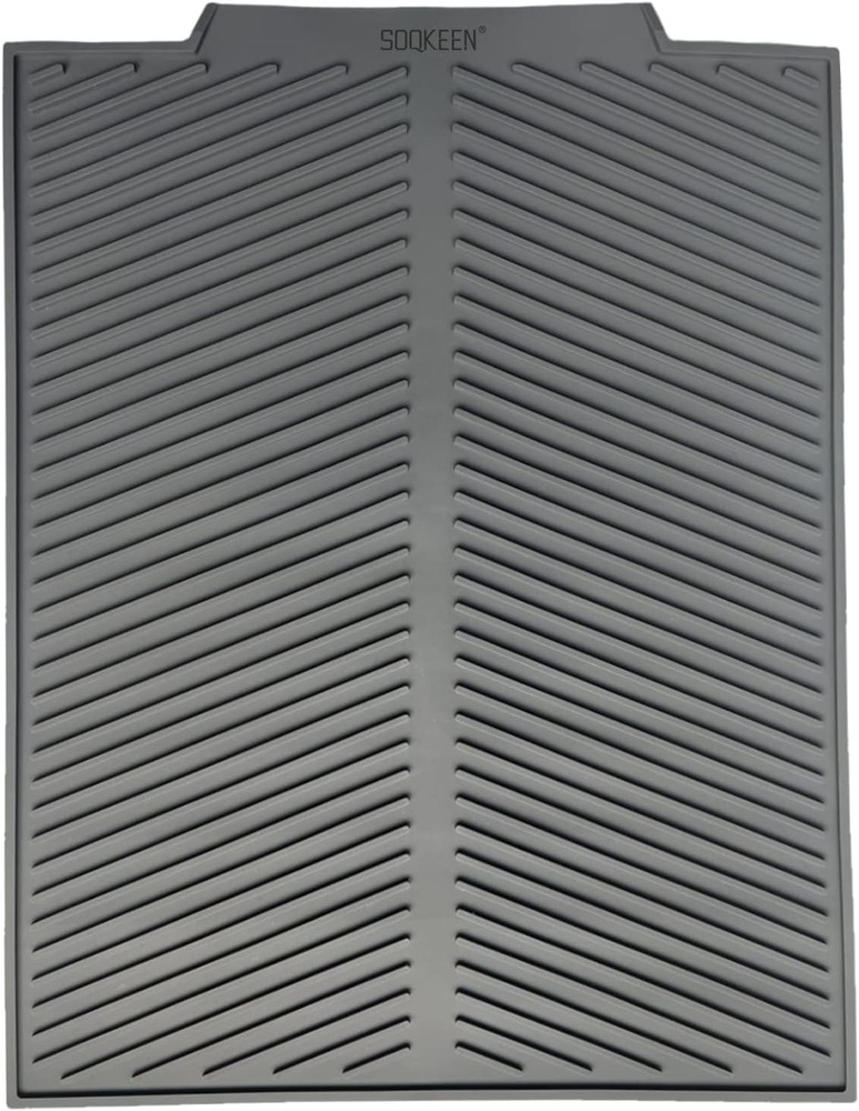 Silicone Dish Drying Mat Foldable Gray Kitchen Dish Drainer Heat Resistant