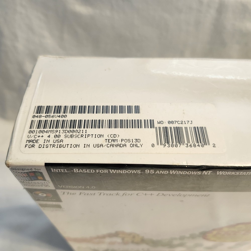 Microsoft Visual C++ Version 4.0 PC CD-ROM for Windows 95/NT 1995 Professional