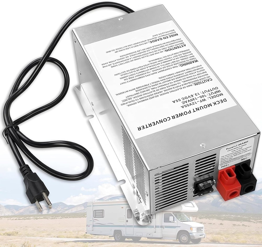 WF-9855 RV Converter 55 Amp Deck Power Converter Charger RV Trailer Camper 12V