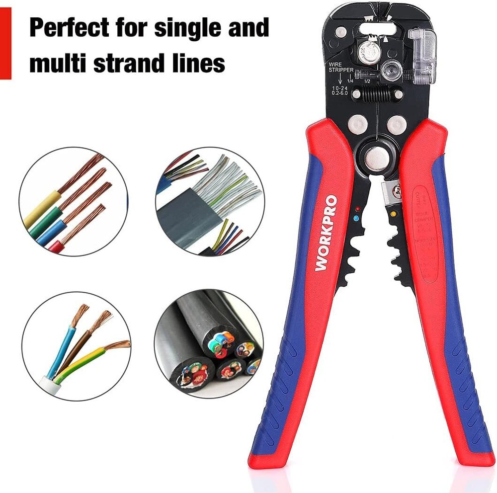 WORKPRO Wire Stripper Set,8'' Wire Cutter,8'' Automatic Wire Stripper Kit 2 Pack