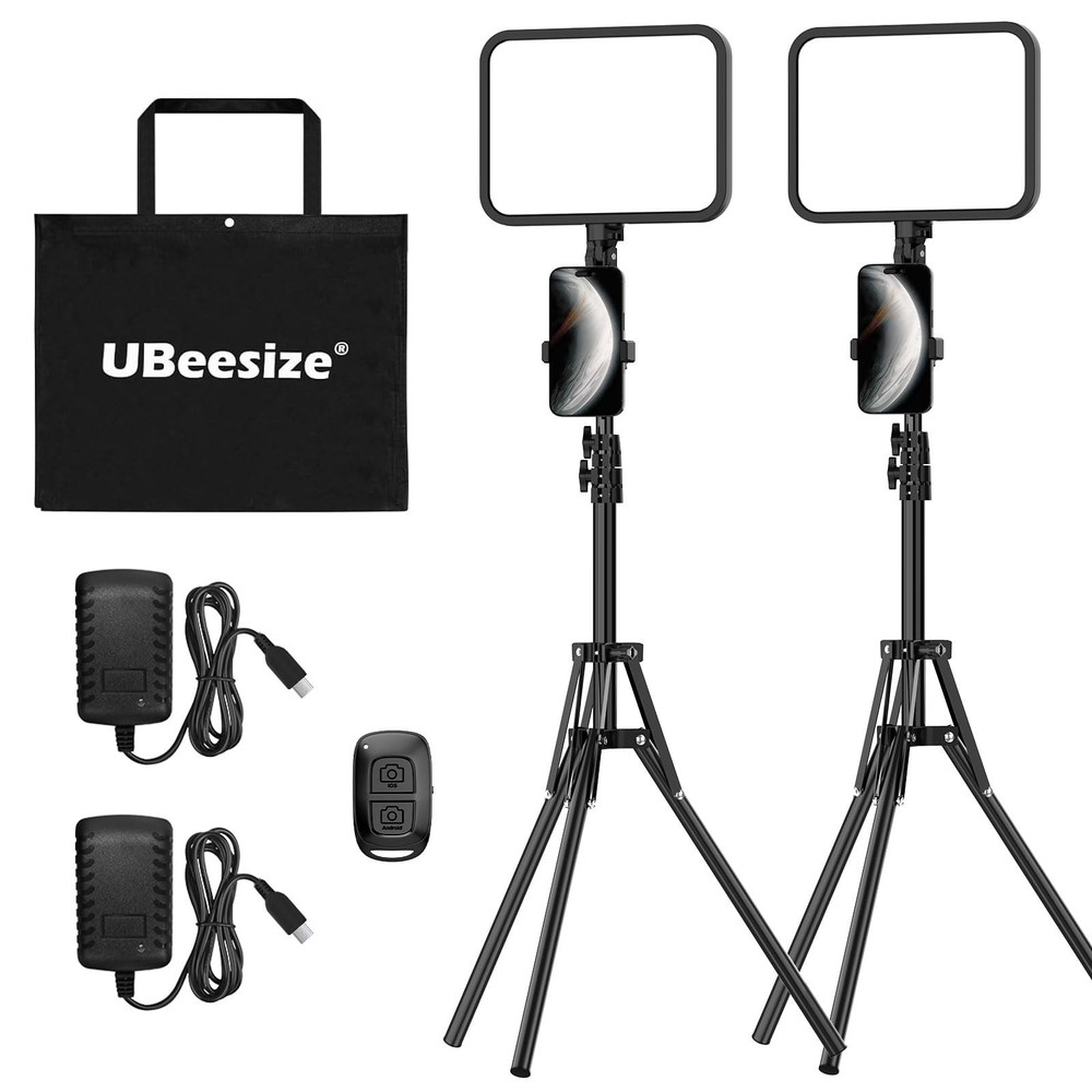 2-Pack LED Video Light Kit, 3000-6500K Dimmable Photography Studio Lights wit...