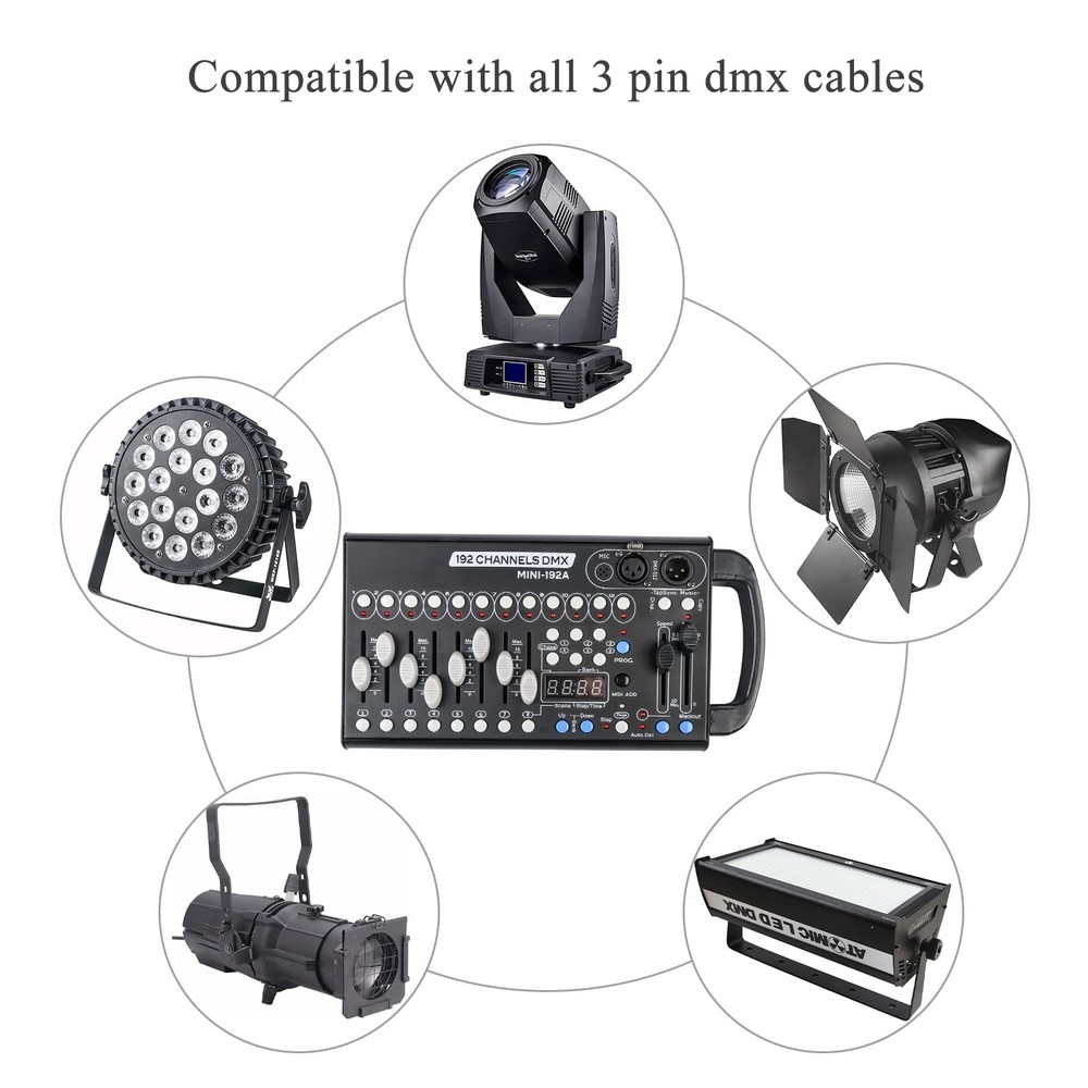 DMX Controller 192 Channel DMX Light Controller for Dj Lights, DMX Controllers