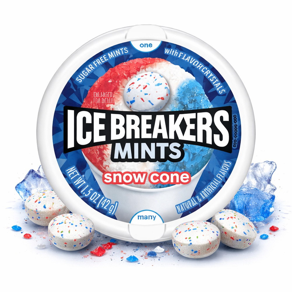 NEW! 4x Packs Ice Breakers Snow Cone Sugar Free Mints - 1.5oz Each