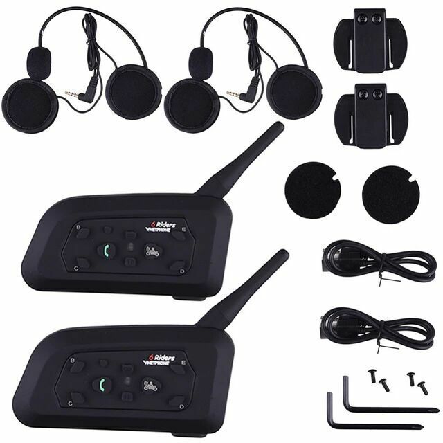 2X Bluetooth Motorcycle Helmet Intercom Interphone Headset Intercomunicador