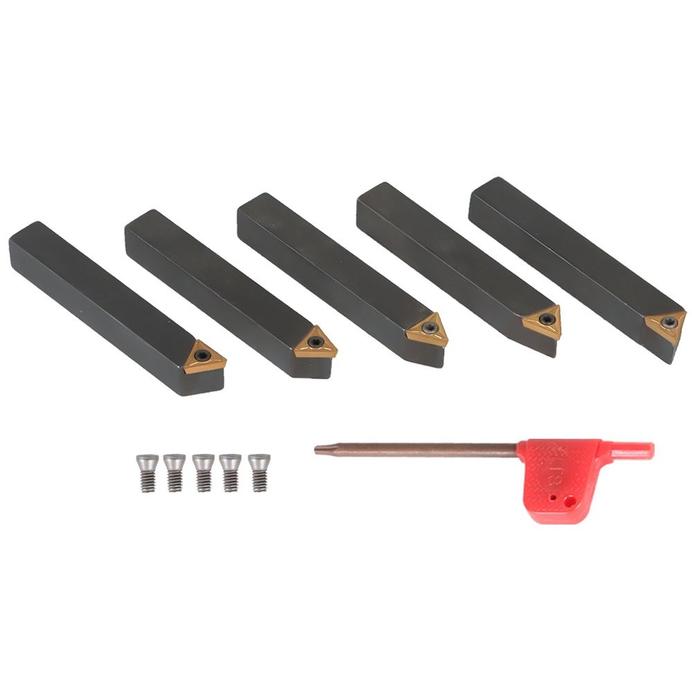 5 Pack 3/8 "lathe indexable carbide insert + turning tool bit holder kit