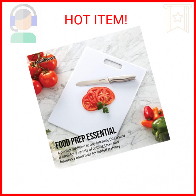 Farberware Large Cutting Board, Dishwasher- Safe Plastic Chopping Board for Kitc