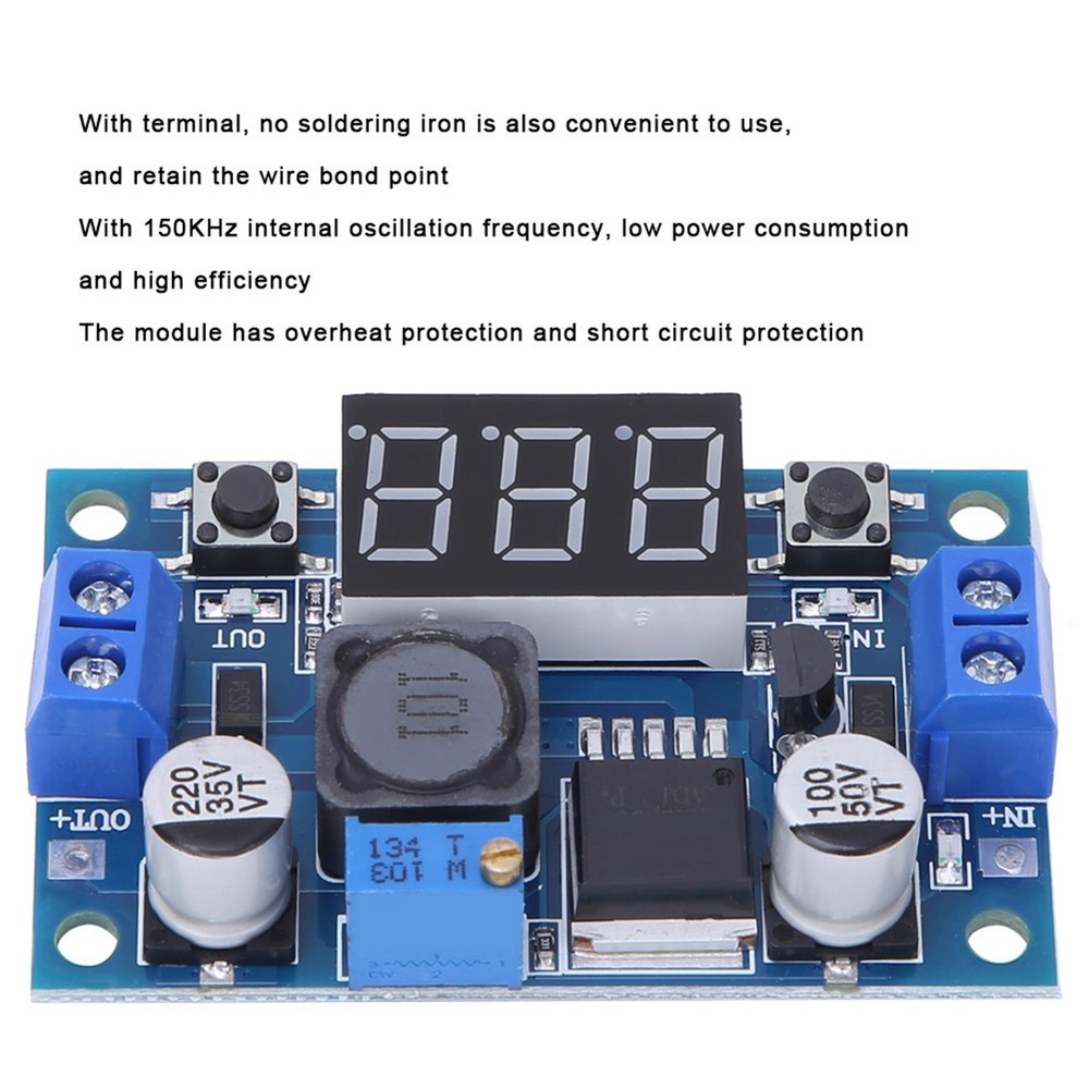 DC-DC Step Down Power Module Digital Voltage Display Touch Switch 2.5V-40V In