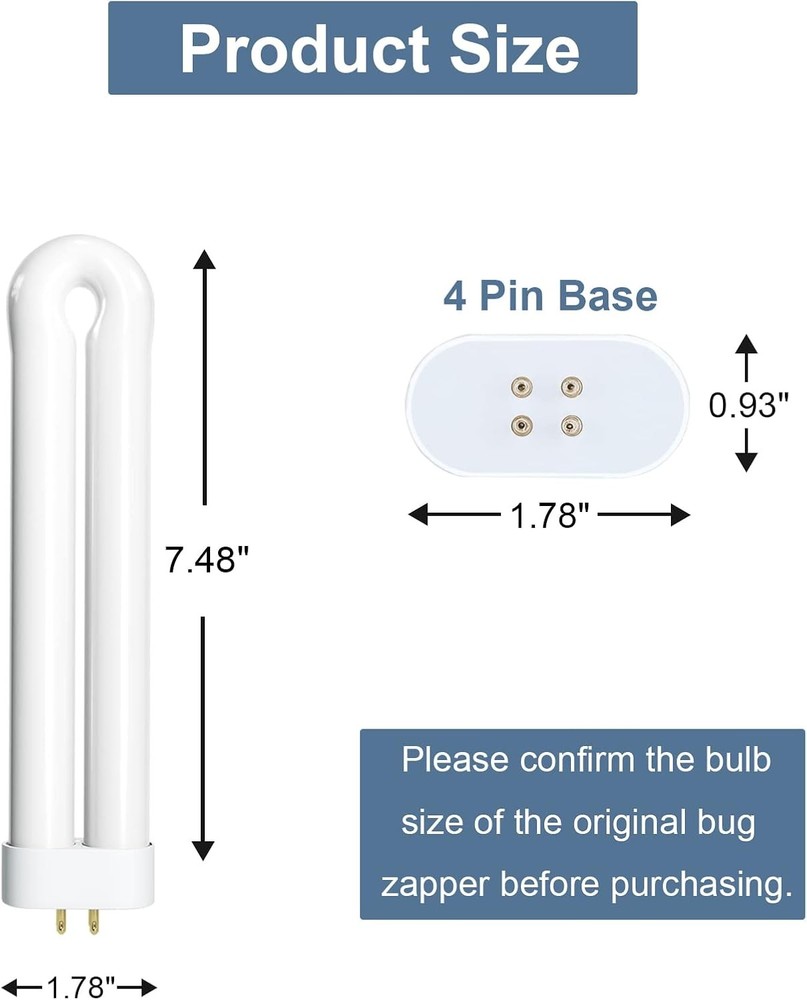 Bug Zapper Light Bulb Replacement for 15W with 4-Pin Base, Ful...